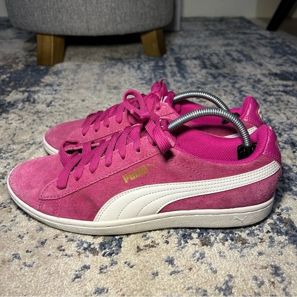 Puma Fuchsia Purple-White Suede Classic Sneakers Size 8 - Picture 3 of 11